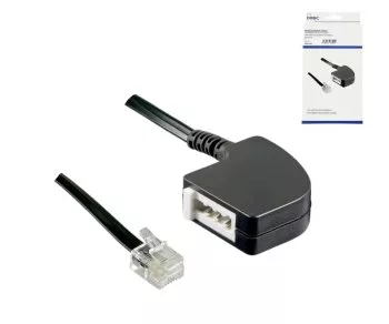 DINIC adapter cable RJ11 male to TAE-F female, black, length 0.20m, box
