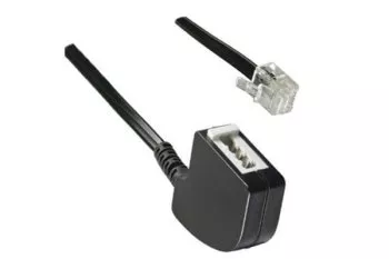 DINIC adapter cable RJ11 male to TAE-F female, black, length 0.20m