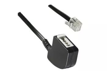 DINIC-adapterkabel RJ11-plugg til TAE-F-kontakt, svart, lengde 0,20 m