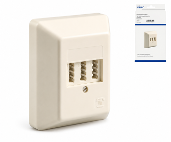 DINIC Telefon-Aufputzdose, NFF für zwei Telefone und eine Nebenstelle, DINIC Box mit Euroloch