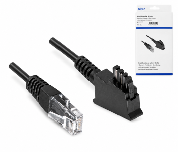 DINIC Anschlusskabel für DSL / VDSL Router, 2 polig belegt (8P2C) Pin 4 und 5, schwarz, Länge: 10,00m, Kartonbox