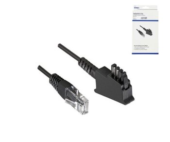 Cavo di collegamento DINIC per router DSL / VDSL, 2 pin assegnati (8P2C) pin 4 e 5, nero, lunghezza: 10,00m, scatola di cartone
