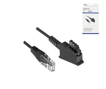 DINIC connection cable for DSL / VDSL router, 2 pin assignment (8P2C) pin 4 and 5, black, length: 10.00m, cardboard box