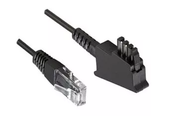 Cavo di collegamento DINIC per router DSL / VDSL, 2 pin assegnati (8P2C) pin 4 e 5, nero, lunghezza: 10,00m, sacchetto di plastica