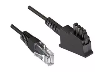 Pripojovací kábel DINIC pre DSL / VDSL router, 2-pinový s priradeným (8P2C) pinom 4 a 5, čierny, dĺžka 6,00 m, polybag
