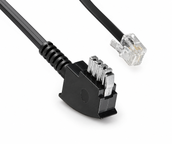 Modemový kábel DINIC (fax/modem) s vnútorným priradením pinov, zástrčka TAE-N na západnú zástrčku 6P4C 4-pin, dĺžka 6,00 m, blistrové balenie