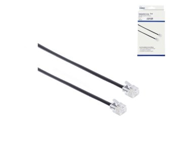 DINIC modulær tilkoblingskabel, AWG 28, RJ11-plugg (6P4C) til RJ11-plugg (6P4C), lengde 3,00 m, DINIC Box