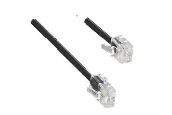 DINIC DSL modulaarinen/länsimainen kaapeli RJ11 8P4C pistoke RJ45 6P4C pistokkeeseen, musta, pituus 6.00m.