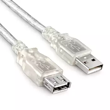 USB 2.0 verlenging A stekker naar contactdoos, UL 2725, dubbel afgeschermd, transparant, DINIC polyzak, lengte 0,50m