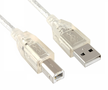 Cabo USB 2.0 ficha A para ficha B, UL 2725, blindagem dupla, transparente, saco de polietileno DINIC, comprimento 2,00m