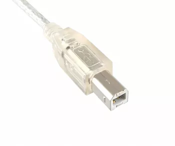 Cabo USB 2.0 ficha A para ficha B, UL 2725, blindagem dupla, transparente, saco de polietileno DINIC, comprimento 2,00m