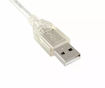 Cabo USB 2.0 ficha A para ficha B, UL 2725, blindagem dupla, transparente, saco de polietileno DINIC, comprimento 2,00m