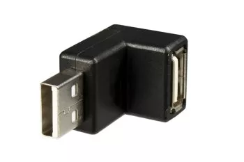 Adaptador USB ficha A para tomada A com ângulo de 90° para baixo