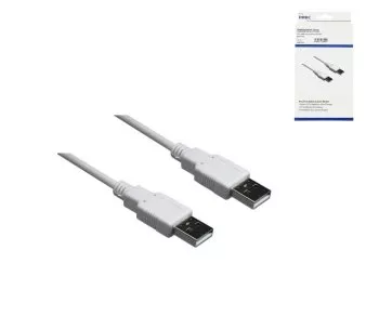 USB 2.0 highspeed Cable A male to male, white, 1,80m, DINIC Box