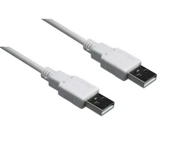 USB 2.0 Hi-Speed Kabel A auf A Stecker, weiß, DINIC Box mit Euroloch, Länge 1,80m