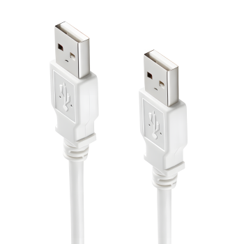 USB 2.0 Hi-Speed Kabel A auf A Stecker, weiß, DINIC Box mit Euroloch, Länge 1,80m