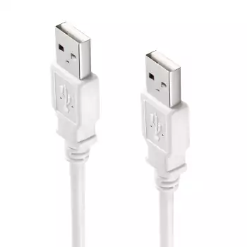 USB 2.0 Hi-Speed kabel A naar A plug, wit, DINIC doos met Euro gat, lengte 1.80m