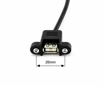Cavo di montaggio USB 2.0 da A maschio ad A femmina, 30 cm A femmina a vite, incl. 2 viti distanza 26 mm