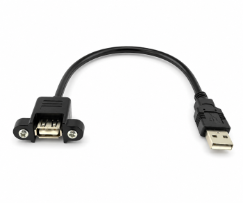 USB 2.0 montagekabel A male naar A female, 50cm A female opschroefbaar, incl. 2 schroeven afstand 26mm