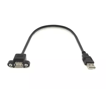 USB 2.0 mounting cable A male to A female, 1m A female screw-on, incl. 2 screws distance 26mm