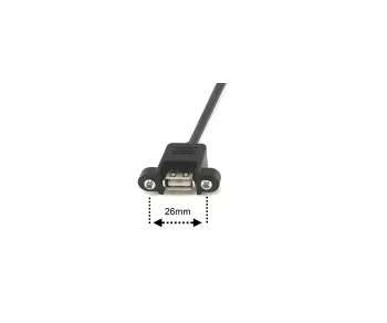 USB 2.0 mounting cable A male to A female, 1m A female screw-on, incl. 2 screws distance 26mm