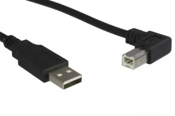 Cablu USB 2.0 de la A la B cu unghiul stâng, AWG 28/24, negru, 0,50 m