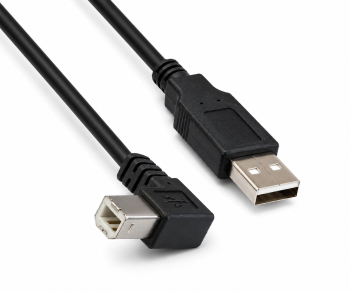 Kabel USB 2.0 od A do B z desnim kotom, AWG 28/24, črn, dolžina 0,50 m