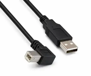 USB 2.0 kabel A naar B haaks, AWG 28/24, zwart, lengte 0,50m