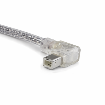 Cabo USB 2.0 A para B St. ângulo esquerdo, AWG 28/24, transparente, 2,00m