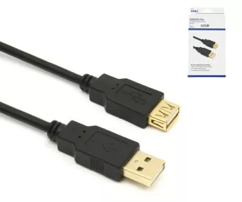 DINIC USB 2.0 HQ Verlängerung A Stecker auf A Buchse, 28 AWG / 2C, 26 AWG / 2C, weiß, DINIC Box mit Euroloch, Länge 2,00m