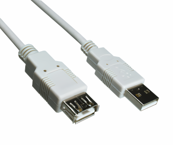 USB 2.0 extension A male to A female, UL 2725, 28 AWG/2C, 26 AWG/2C, grey, DINIC polybag, length 3.00m