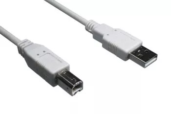 DINIC USB 2.0 Kabel A Stecker auf B Stecker, 28 AWG / 2C, 26 AWG / 2C, grau, 1,80m