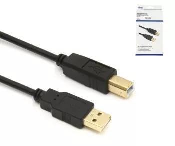 DINIC USB 2.0 HQ Kabel A auf B Stecker, 28 AWG / 2C, 26 AWG / 2C, weiß, DINIC Box mit Euroloch, Länge 3,00m