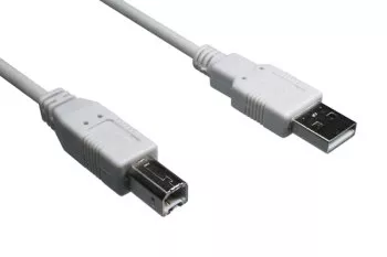 USB 2.0 Cable A male to B male, UL 2725, 28 AWG / 2C, 26 AWG / 2C, grey, 5,00m