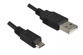 DINIC USB Cable micro B male to USB A male, black, 2,00m