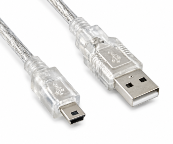 Cavo DINIC USB 2.0, da spina A a mini spina 5pin, AWG 28/26, trasparente, 2,00 m, DINIC Box