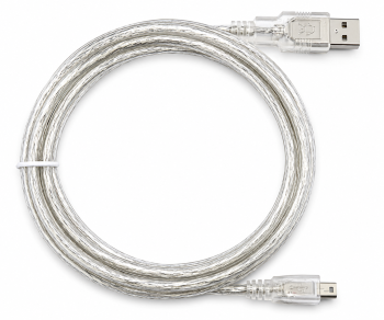 Cavo mini USB 2.0, da spina A a mini spina a 5 pin, trasparente, 2,00 m, sacchetto DINIC