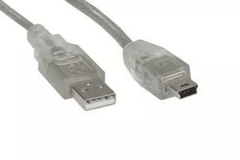 Mini USB 2.0-kabel, A-stik til 5-polet ministik, gennemsigtigt, 2,00 m, DINIC-polybag