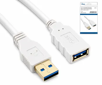USB 3.0 удължител. A конектор-букса, 3P AWG 28/1P AWG 24, позлатени контакти, бял, 2,00 м, DINIC кутия с евроотвор