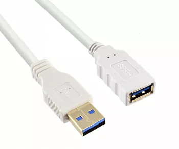 Prolunga USB 3.0, da spina A a presa A, contatti placcati in oro, bianco, 2,00 m, sacchetto