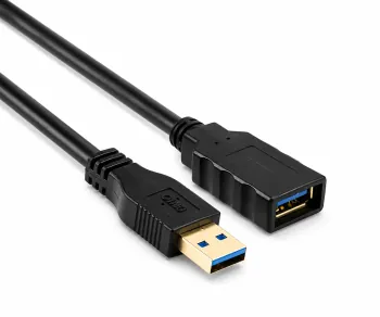 USB 3.0 удължител, от щепсел A до гнездо A, позлатени контакти, черен, 2,00 м, кутия DINIC