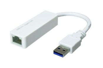 USB Adapter to Gbit LAN for MAC and PC, USB 3.0 (2.0) A male to RJ45 female, white, DINIC Box