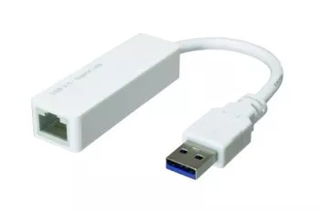 USB-adapter til Gbit LAN for MAC og PC, USB 3.0 (2.0) A-plugg til RJ45-kontakt, hvit, DINIC-boks