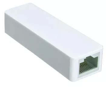 USB adapter to Gbit LAN for MAC and PC, USB 3.0 (2.0) A plug to RJ45 socket, white, DINIC box with Euro hole