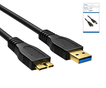 DINIC USB 3.0 laidas A vyriškas su mikro B vyrišku, 3P AWG 28/1P AWG 24, paauksuoti kontaktai, ilgis 1,00 m, juodas, DINIC dėžutė