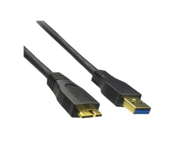 USB 3.0-kabel A-kontakt till mikro B 3.0-kontakt, guldpläterade kontakter, svart, 1,00 m, DINIC polybag