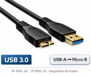 DINIC USB 3.0 cable A macho a micro B macho, 3P AWG 28/1P AWG 24, contactos dorados, longitud 1,00m, negro, caja DINIC