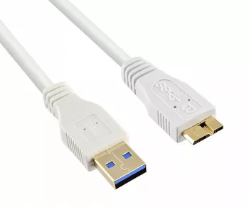Cavo USB 3.0 da spina A a spina micro B 3.0, contatti placcati oro, bianco, 2,00 m, sacchetto di plastica
