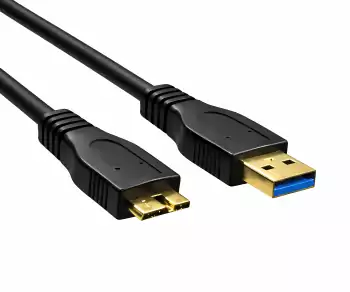 Cable USB 3.0 de conector A a conector micro B 3.0, contactos chapados en oro, negro, 5,00 m, DINIC polybag