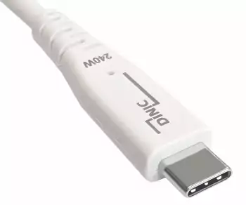 Kabel DINIC USB C 4.0, 240 W PD, 40 Gb/s, bílý, 0,5 m, typ C na C, vnější průměr 5,2 mm, TPE, čip E-Mark, krabička DINIC